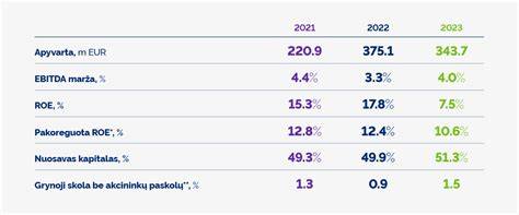 Infografika: Įmonės pajamų ir pelno pokyčiai (2023-2025) - finansiniai duomenys