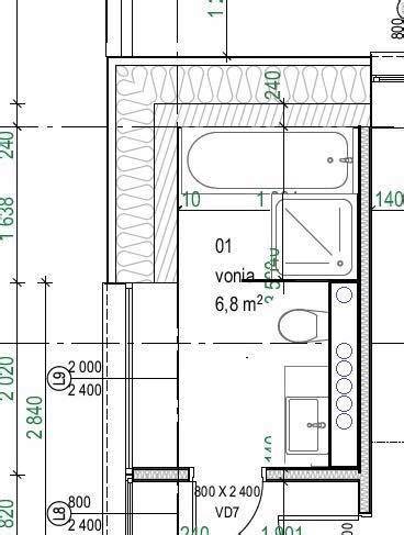 Schema: vonios kambario santechnikos išdėstymo pavyzdys