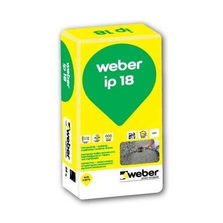 Weber ip18 tinko struktūra: cemento-kalkių pagrindas su hidrofobiniais priedais