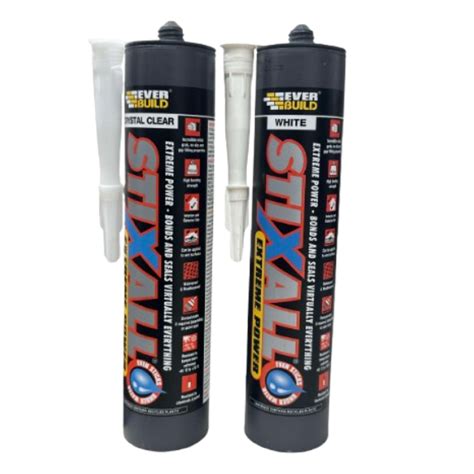 Everbuild STIXALL produkcijos iliustracija: klijavimo ir hermetikos savybės