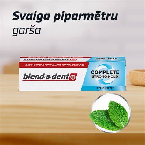 Infografika: kaip veikia Blend-a-dent fiksavimo kremas