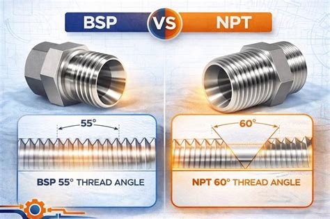 Infografika: metrinio, BSP, NPT sriegių tipų palyginimas