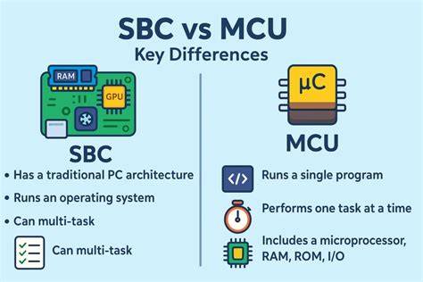 Infografika: SBC architektūrų palyginimas (SBC, MCU, MCU vs SBC laikotarpiai)