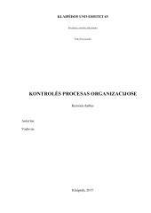 Kontrolės procesas ir atsakomybės ribos