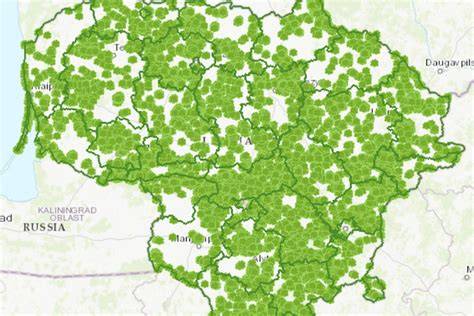 Miškų plotų sertifikavimo statusų žemėlapis