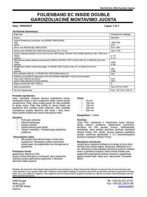 Diagraminė schema: Folienband EC serijos sandarinimo juostų skirtumai