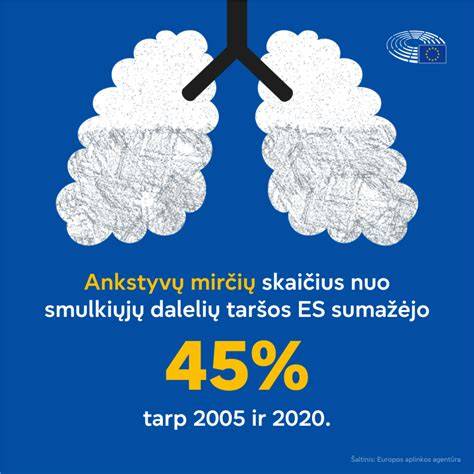 Oro taršos dalelių dydžių ir kilmės infografika: PM10, PM2.5, PM1 bei šaltiniai
