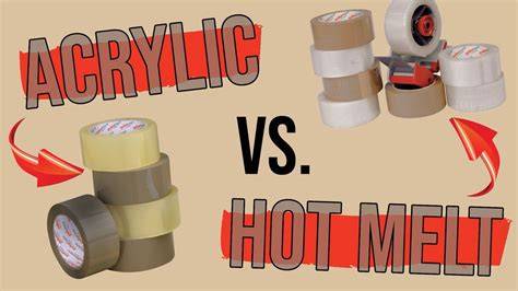 Infografika: lipnių juostų pagrindų skirtingi klijai (Acrylic, Hot-Melt, Solvent) ir jų savybės