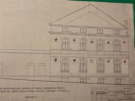 Fasado rekonstrukcijos skersinis piešinys: daliniai atkūrimo sprendimai