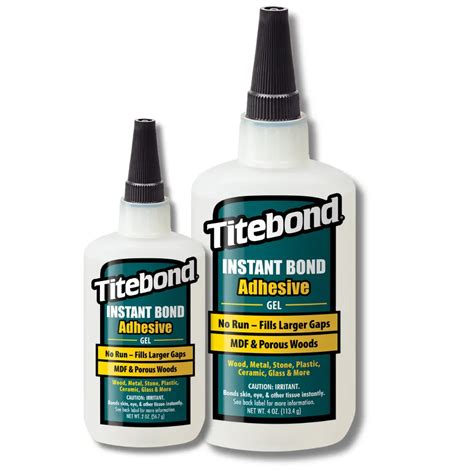 Infografika: Titebond Instant Bond klijų klampumų skirtumai ir tipiniai taikymo pavyzdžiai