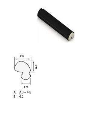 Schlegel Q-Lon tarpinė schematiškai: 3,6 mm kaklelio plotis, tarpo 3,5-5,5 mm