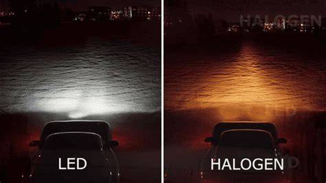 LED vs halogenų ilgaamžiškumo grafikas