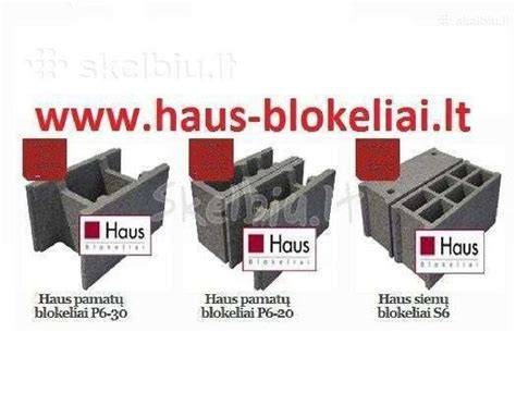 Infographic: HAUS blokelių pamatų schema: rostverkas, blokeliai, armatūra, hidroizoliacija