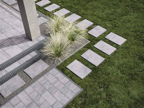 Architektūrinio betono plokštės naudojimo pavyzdžiai takuose ir aikštėse