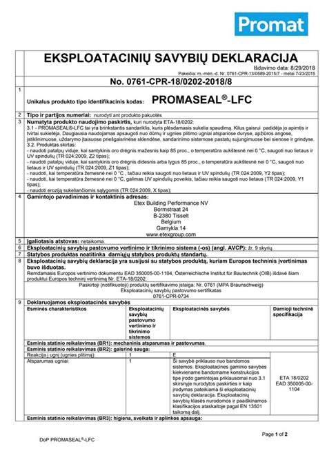 DoP - eksploatacinių savybių deklaracija