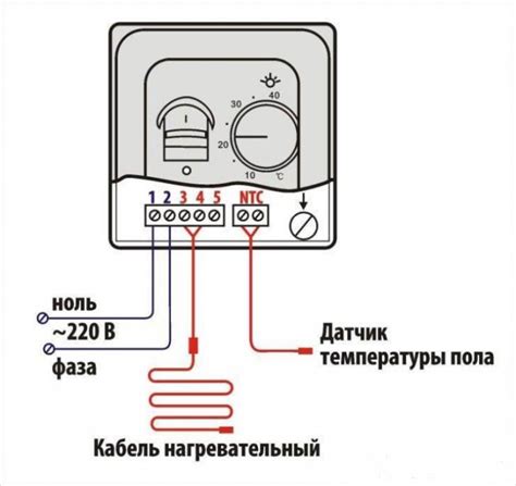 Grindų šildymo termostato blokas ir prijungimo schema
