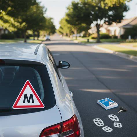 Automobilio M ženklas matomas iš šono