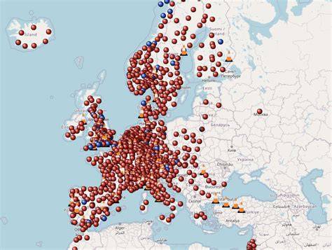 Map of Europe showing Dorken and Tyvek facilities