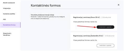 Kontaktų forma ir palaikymo procesas