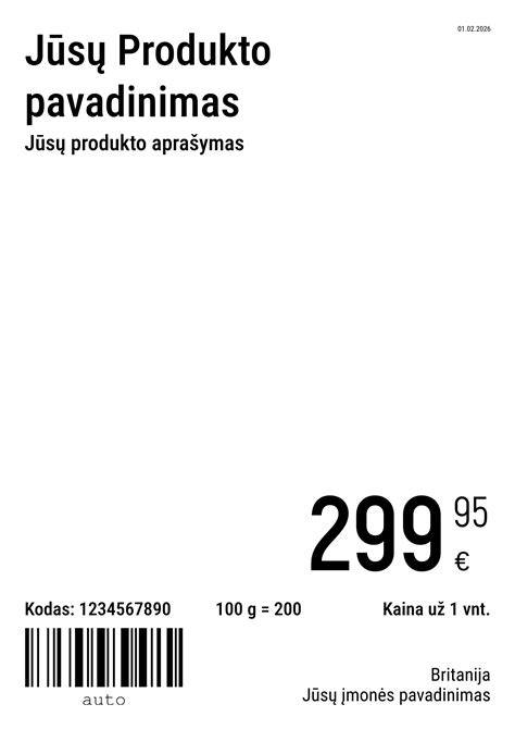 pavyzdys: medvaržčių etiketė su C4 žyma ir TX20 išdroža
