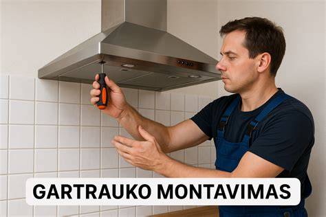Gartraukio montavimas schema: išmetimo ortakio išvedimas į lauką