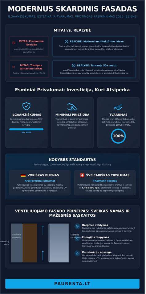 Infografika: Skalūno stogo ir fasado privalumai