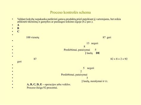 Schema: gamybos proceso kokybės kontrolės schema