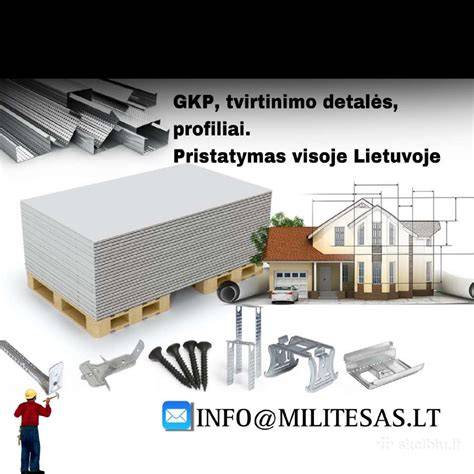 Įrankių ir medžiagų hierarchija: profiliai, armavimo tinkleliai, klijai, glaistai