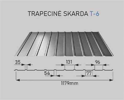 Trapecinės skardos plokštumos su skirtingais profiliais T-3-T-55