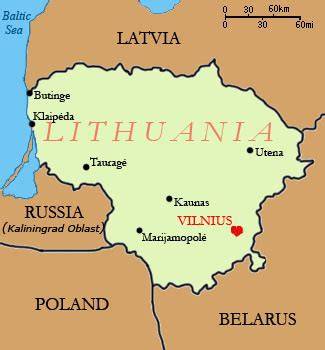 Map of service centers in Lithuania: Vilnius, Kaunas, Klaipėda, Mažeikiai
