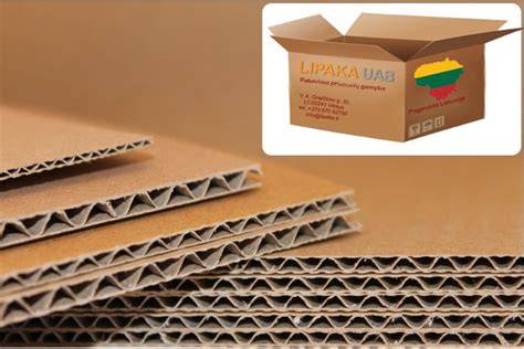 Struktūra ir sluoksniai gofruoto kartono dėžėje