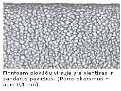 Finnfoam plokščių porų struktūra: uždara, vientisa