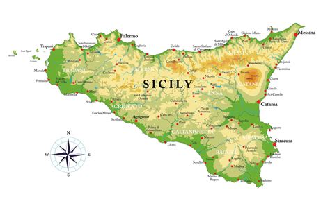 Sicilijos žemėlapis (turimų taškų žymėjimas)