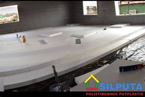 Polistireninio putplasčio sluoksnių išsidėstymo schema