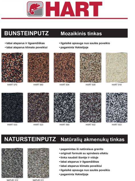 Mozaikinis tinkas HART ir jo savybės