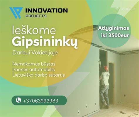 Infografika: darbo galimybės gipso kartono montuotojams užsienyje