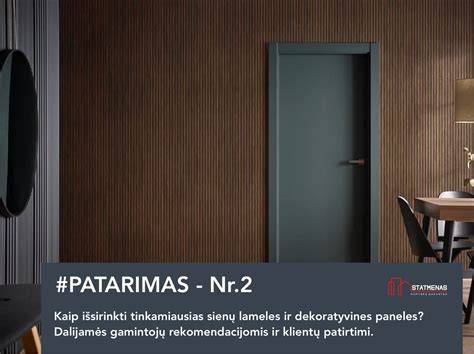 Infografika: dekoratyvinių sienų plokščių sistemų palyginimas lameles vs dažomos paneles