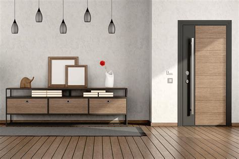 Kompozicinių durų išorinio paviršiaus vaizdas su real wood danga ir stakte