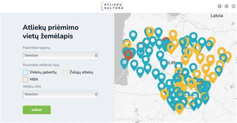 Žemėlapis su didelių gabaritų atliekų aikštelių vietomis Utenos regione