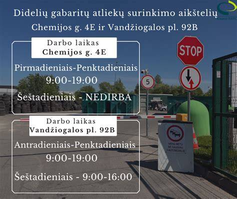 Atliekų surinkimo aikštelių darbo laikas ir tvarkymo grafikai