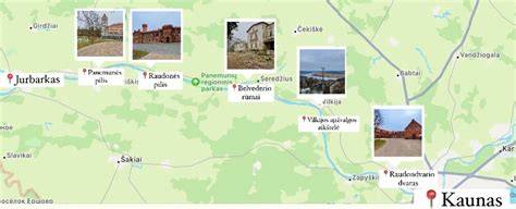 Infografika: Panemunės kelio objektų maršruto žemėlapis