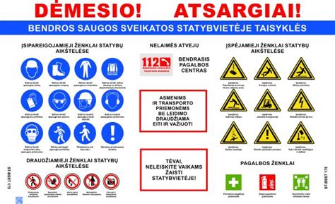 Atsargumo ženklai ir naudojimo saugos nuostatos