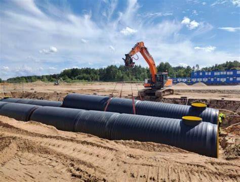 Fotografija: HDPE vamzdžių ritės statybvietėje