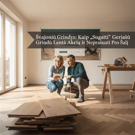 Grindų lentų užpilamai ir procesų linija infografika