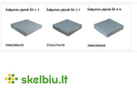 Infografika: Skirtos šaligatvio plytelių dydžių ir paskirčių palyginimo diagramėlė