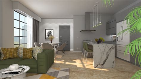 Interjeras su akcentuojančiais spalvų deriniais