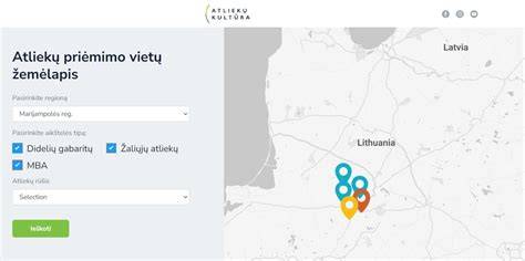 Geografinė žemėlapio nuoroda į atliekų tvarkymo aikšteles