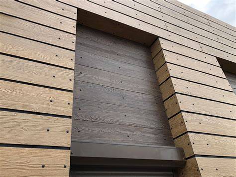 Fibrocementiniu dailylenciu dizaino pavyzdys su Woodgrain tekstura