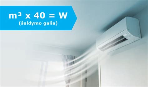 Oro kondicionieriaus galios pasirinkimo lentelė