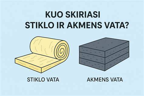 Infografika: mineralinės vatos palyginimas stiklo vs akmens vatai